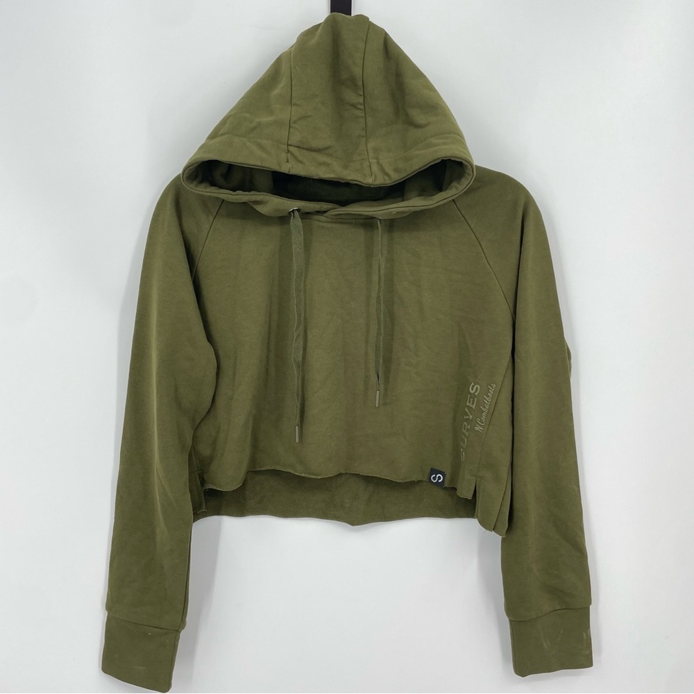 Curves N Combatboots Cropped Women Green Pullover Hoodie‎ Size: Small